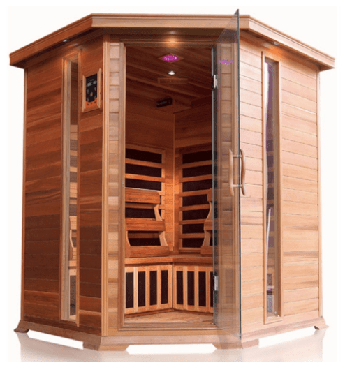 SunRay HL400KC Bristol Bay Bristol Bay Indoor 4-Person Corner Sauna - with Cedar wood and Carbon Heaters