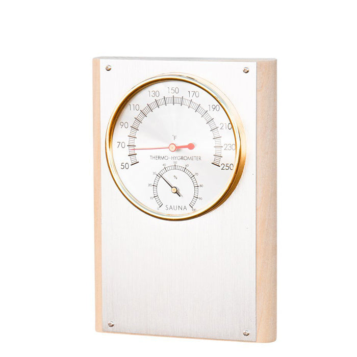 Wooden Sauna Thermometer and Hygrometer on one dial